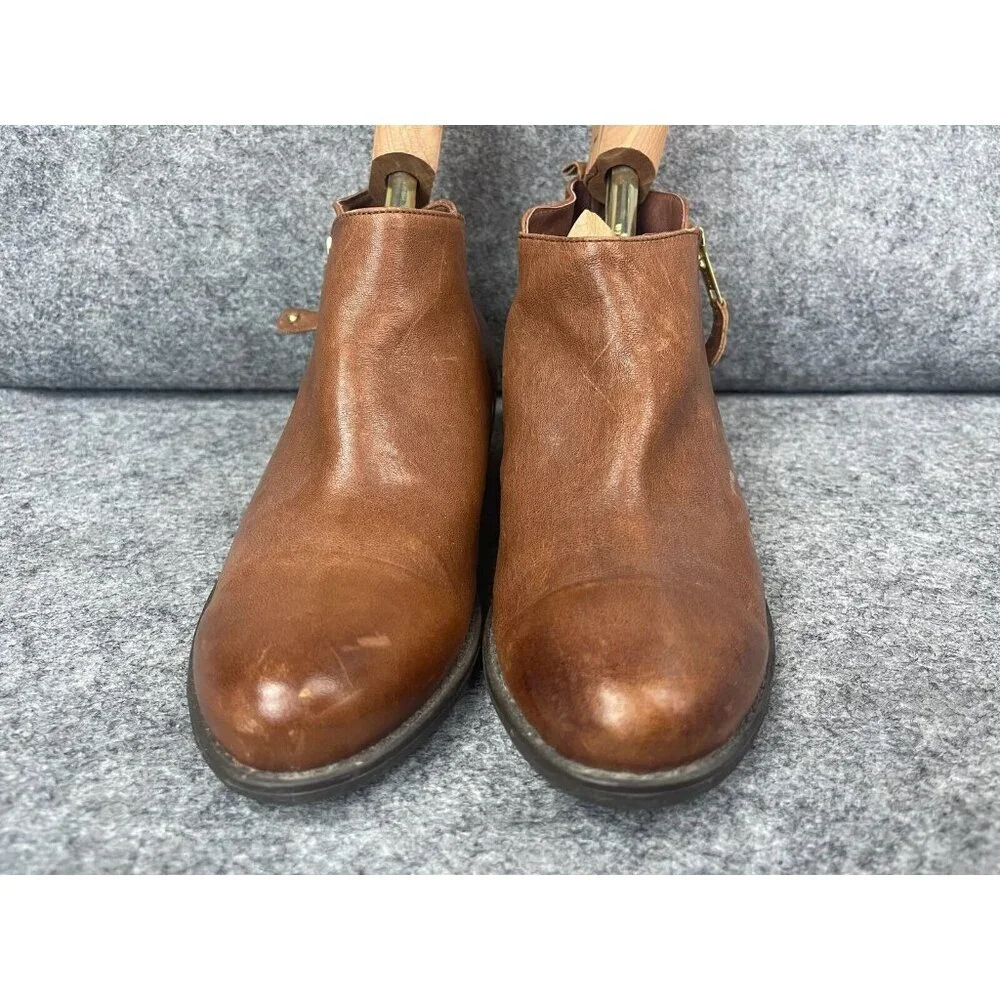 Eric Michael London Booties Women 37 Brown Leather Zip Ankle Boots Spain